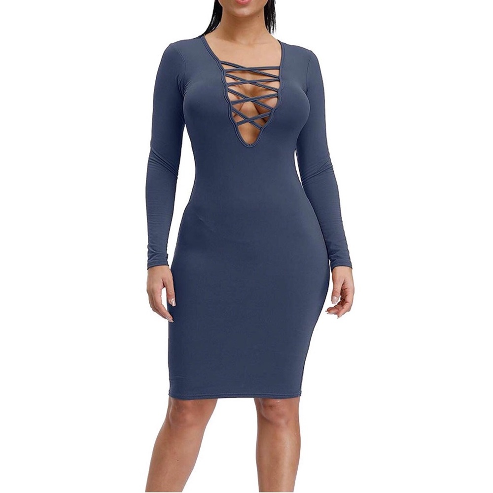 Sexy Long Sleeve Stretch Bodycon Party Dress